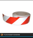 Reflecterende tape Rood-Wit Rechts 50 mm breed