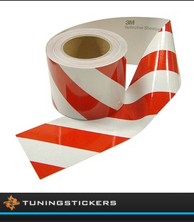 Reflecterende tape Rood-Wit Links 100 mm breed