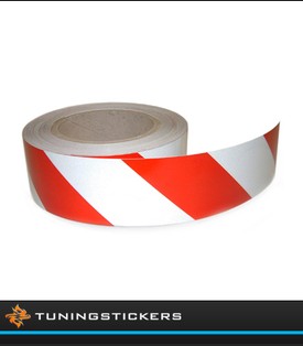 Reflecterende tape Rood-Wit Links 50 mm breed