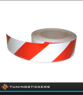 Reflecterende tape Rood-Wit Rechts 50 mm breed
