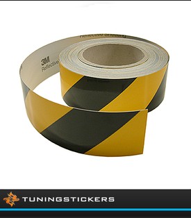 Reflecterende tape Zwart-Geel Links 50 mm breed