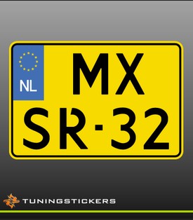 Licenseplate motorbike sticker NL 21 x 14,3 cm