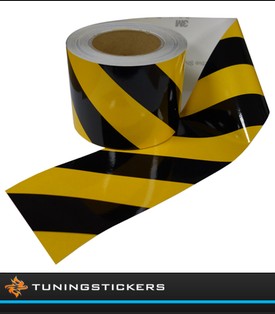 Reflecterende tape Zwart-Geel Links 100 mm breed